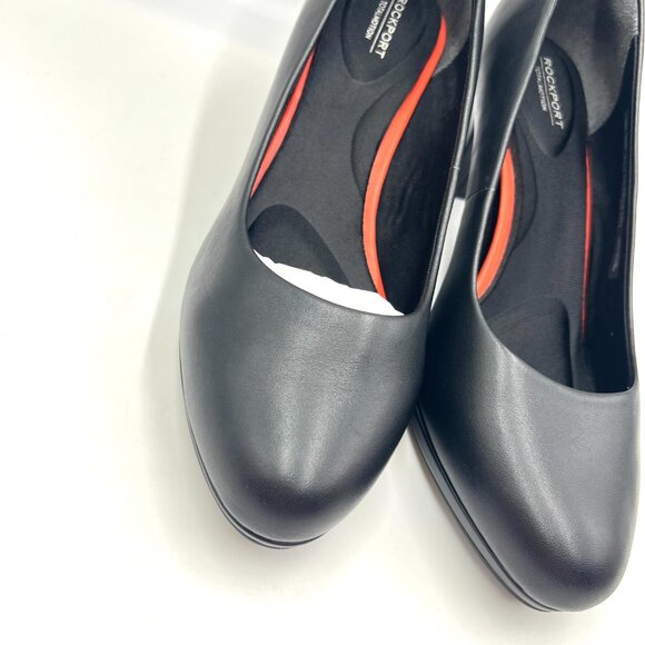 9W 9 WIDE WIDTH Rockport Total Motion Leah Black Nappa Leather Heels Pumps Shoes - Picture 4 of 16